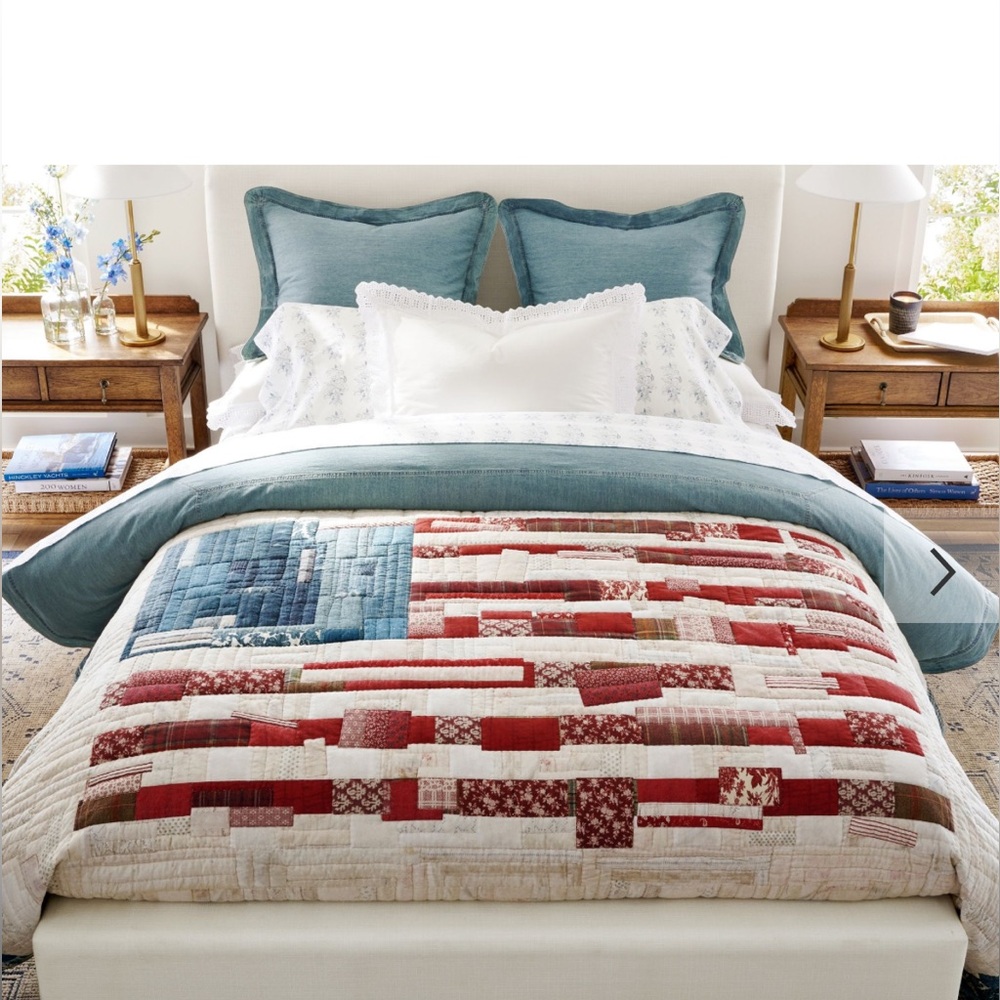 POTTERY BARN FLAG COTTON QUILT + SHAMS KING NWT - Picture 7 of 13
